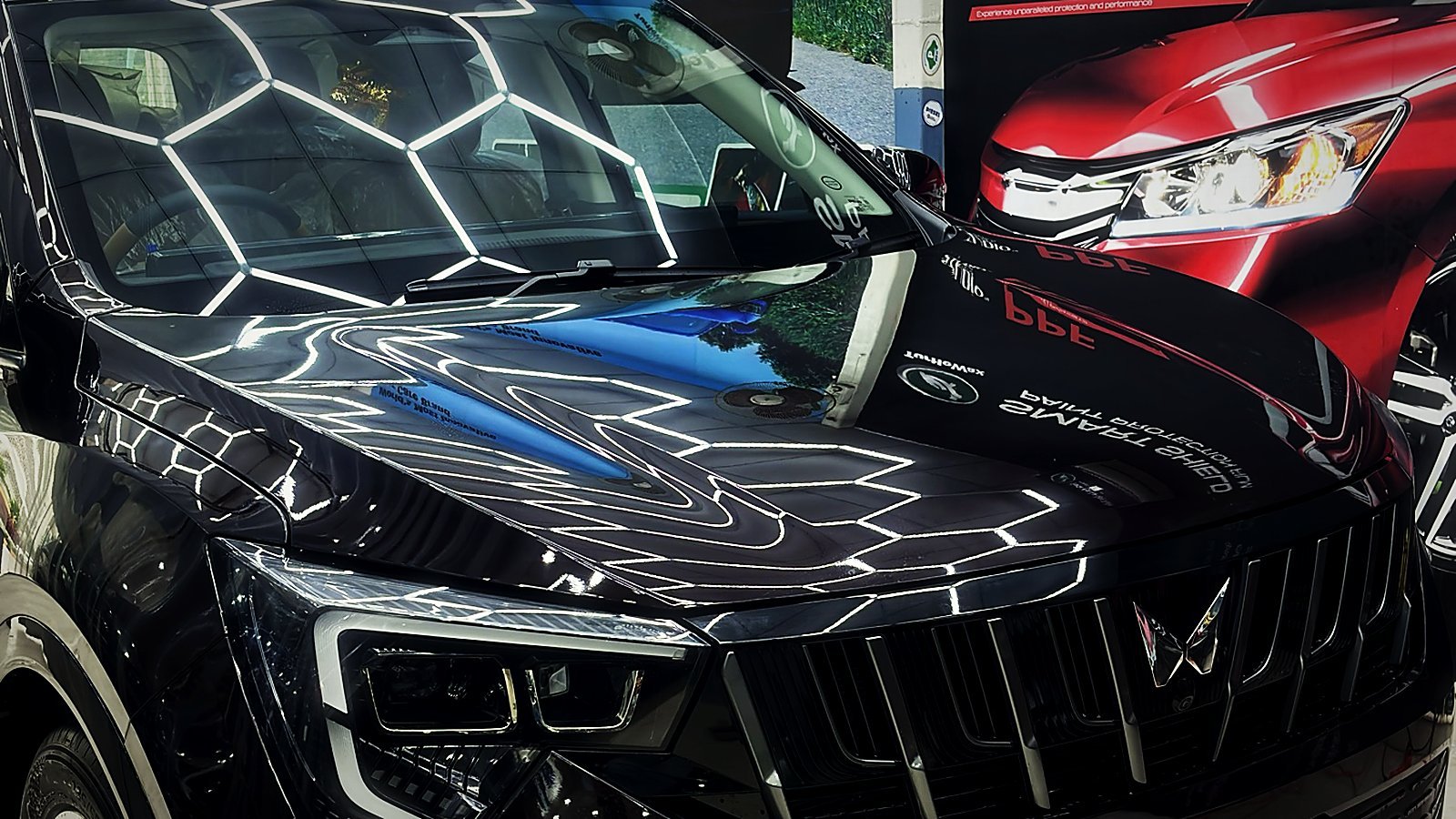 MG Majestor front after correction and coating — deep gloss, sharp reflections